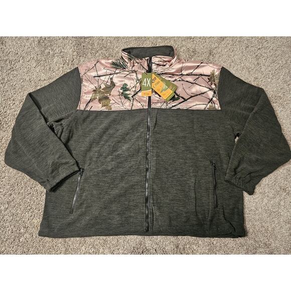 TRAIL CREST Womens Fleece Jacket Size 4X Pink Camo - Heathered Gray Zip 2029 408 - Picture 1 of 6
